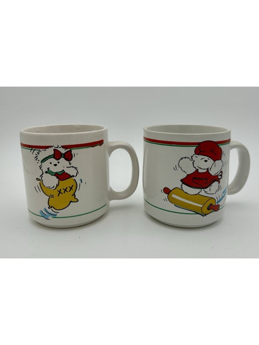 2 Vintage 1991 Dayton Hudson & Marshall Field Santa Bear Christmas/Holiday Mugs